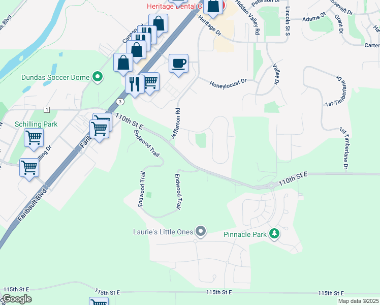 map of restaurants, bars, coffee shops, grocery stores, and more near 2841 Brockman Court in Northfield