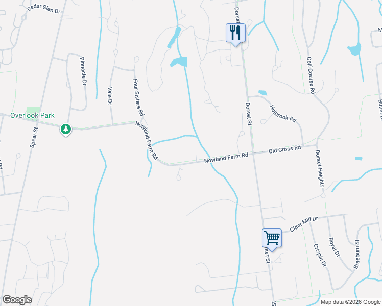 map of restaurants, bars, coffee shops, grocery stores, and more near 697 Nowland Farm Road in South Burlington