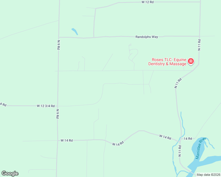 map of restaurants, bars, coffee shops, grocery stores, and more near 7313 12 1/2 Road in Mesick