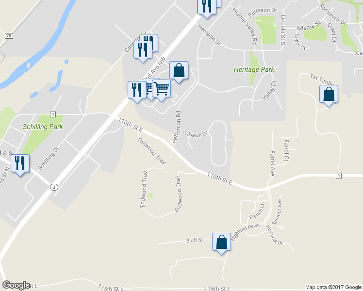 map of restaurants, bars, coffee shops, grocery stores, and more near 2728 Brockman Court in Northfield