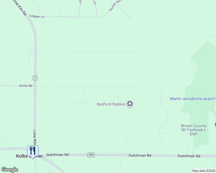 map of restaurants, bars, coffee shops, grocery stores, and more near 2613 Dollar Road in Green Bay