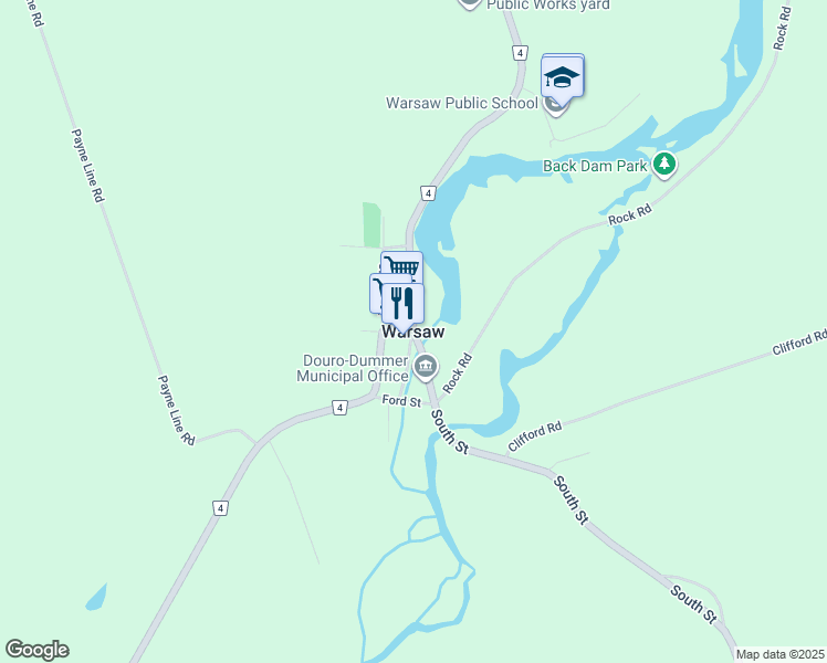 map of restaurants, bars, coffee shops, grocery stores, and more near in Douro-Dummer