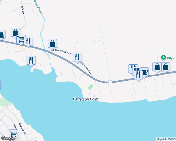 map of restaurants, bars, coffee shops, grocery stores, and more near 42 Old Searsport Avenue in Belfast