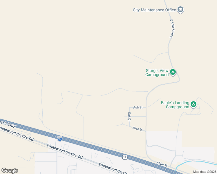 map of restaurants, bars, coffee shops, grocery stores, and more near 20492 Avalanche Road in Sturgis