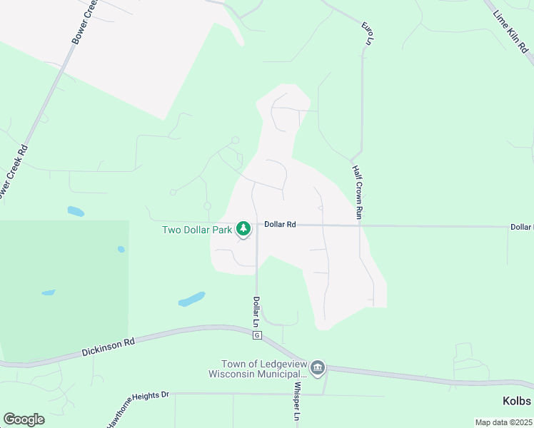 map of restaurants, bars, coffee shops, grocery stores, and more near 2049 Dollar Road in De Pere