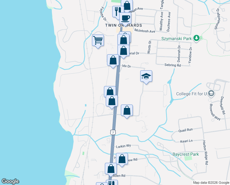 map of restaurants, bars, coffee shops, grocery stores, and more near 1515 Shelburne Road in South Burlington