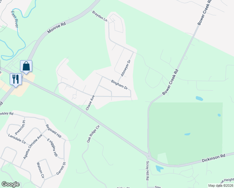 map of restaurants, bars, coffee shops, grocery stores, and more near 1405 Kuyper Lane in De Pere