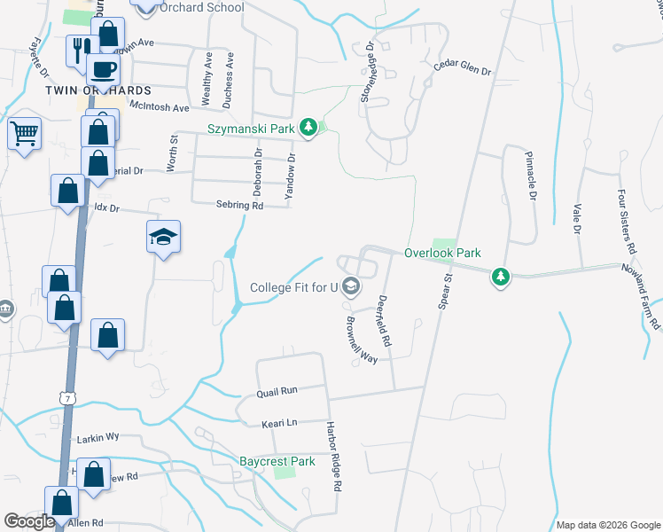 map of restaurants, bars, coffee shops, grocery stores, and more near 54 Overlook Drive in South Burlington
