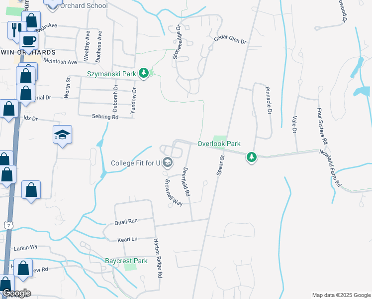 map of restaurants, bars, coffee shops, grocery stores, and more near 2 Overlook Drive in South Burlington