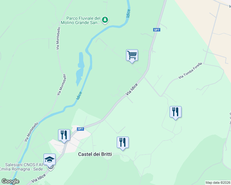 map of restaurants, bars, coffee shops, grocery stores, and more near 32 Via Idice in San Lazzaro di Savena