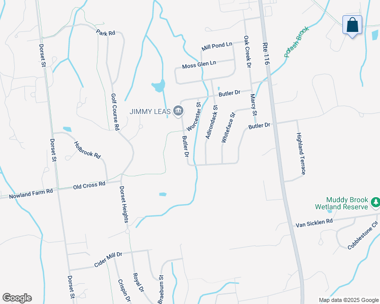 map of restaurants, bars, coffee shops, grocery stores, and more near 50 Butler Drive in South Burlington