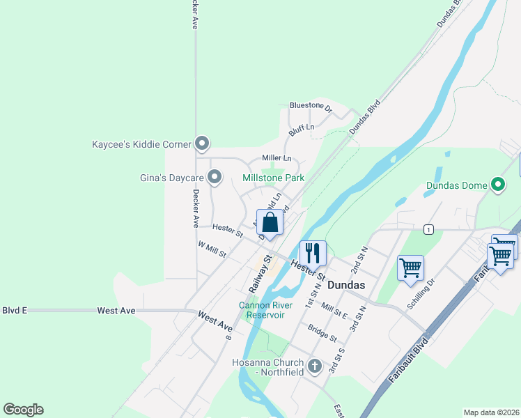 map of restaurants, bars, coffee shops, grocery stores, and more near 404 Archibald Lane in Dundas