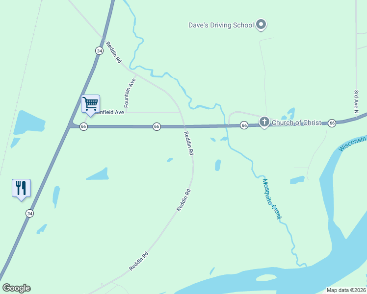 map of restaurants, bars, coffee shops, grocery stores, and more near 5171 Reddin Rd in Wisconsin Rapids