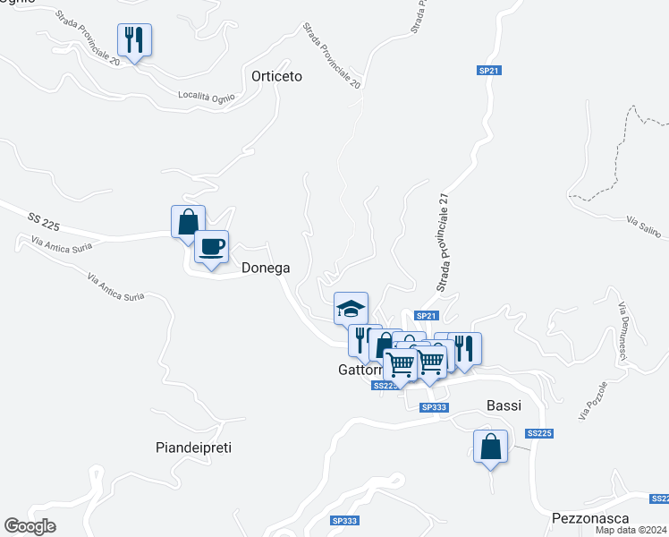 map of restaurants, bars, coffee shops, grocery stores, and more near 5 Via Vallecalda in Gattorna