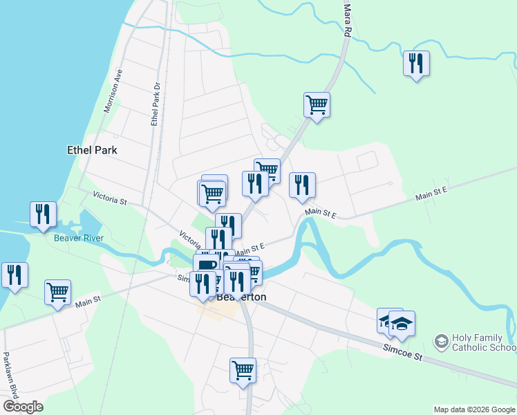 map of restaurants, bars, coffee shops, grocery stores, and more near 397 Mara Road in Beaverton
