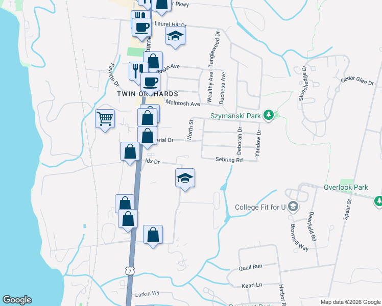 map of restaurants, bars, coffee shops, grocery stores, and more near 1 Sebring Road in South Burlington