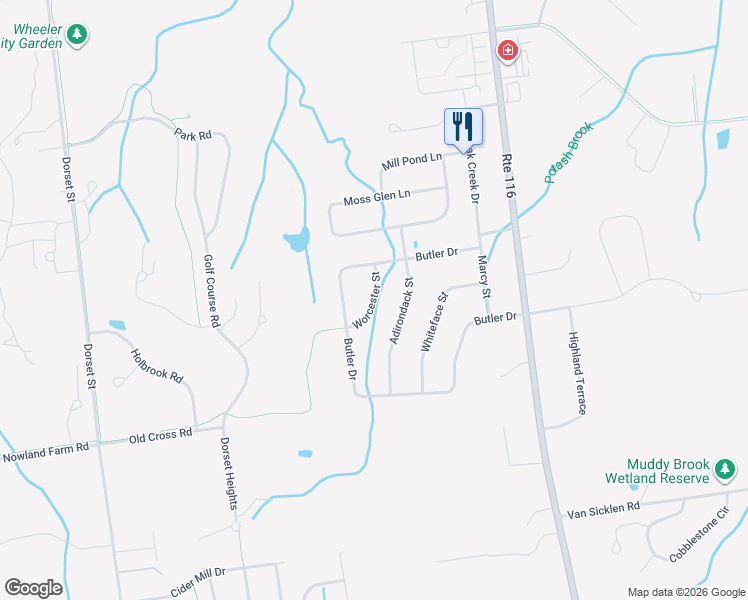 map of restaurants, bars, coffee shops, grocery stores, and more near 8 Worcester Street in South Burlington