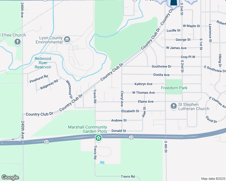 map of restaurants, bars, coffee shops, grocery stores, and more near 1001 Pearl Avenue in Marshall