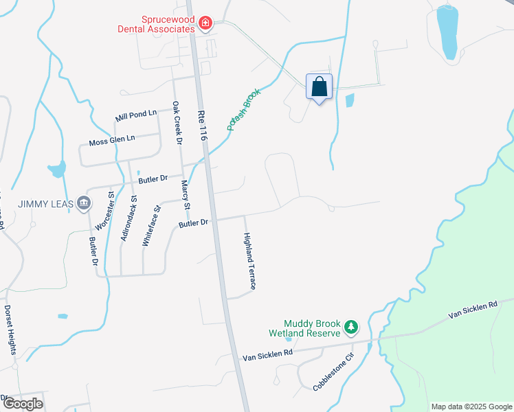 map of restaurants, bars, coffee shops, grocery stores, and more near 6 Knoll Circle in South Burlington
