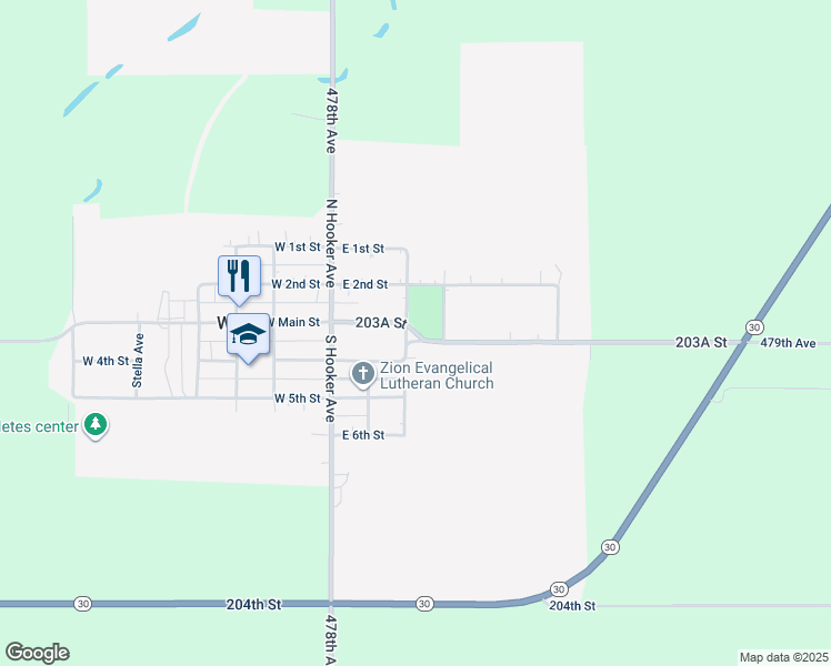 map of restaurants, bars, coffee shops, grocery stores, and more near 300 East Main Street in White
