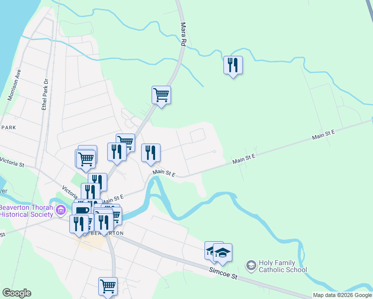 map of restaurants, bars, coffee shops, grocery stores, and more near 624 Highland Crescent in Beaverton
