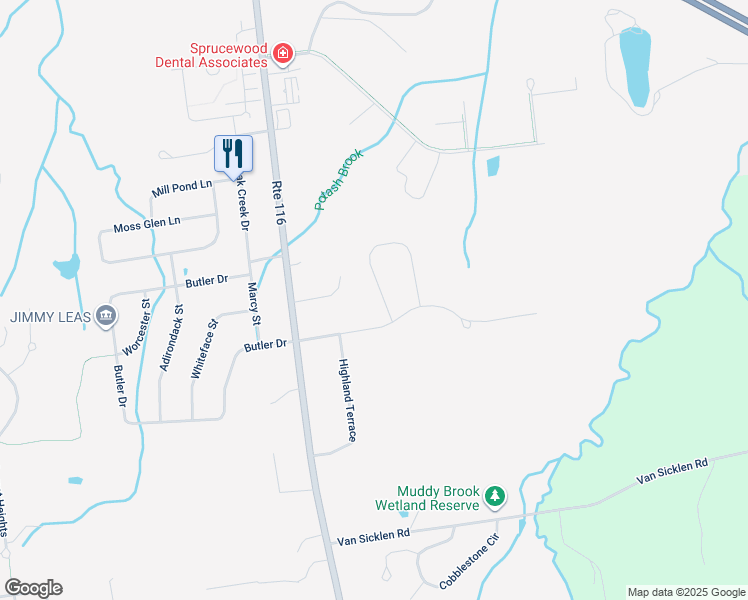 map of restaurants, bars, coffee shops, grocery stores, and more near 6 Knoll Circle in South Burlington