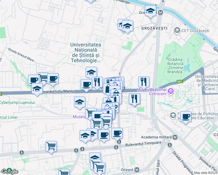 map of restaurants, bars, coffee shops, grocery stores, and more near 6 Bulevardul Iuliu Maniu in București