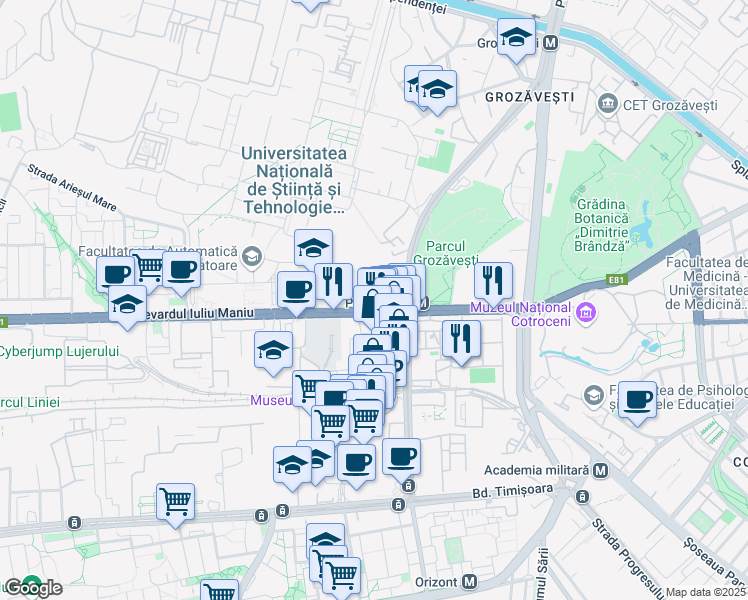 map of restaurants, bars, coffee shops, grocery stores, and more near 6 Bulevardul Iuliu Maniu in București