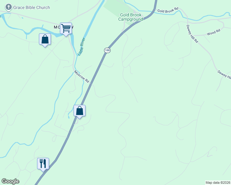 map of restaurants, bars, coffee shops, grocery stores, and more near 237 Points North in Stowe