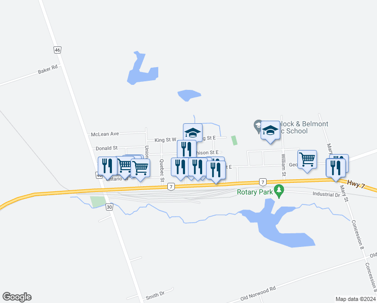 map of restaurants, bars, coffee shops, grocery stores, and more near 4 Mathison Street East in Havelock