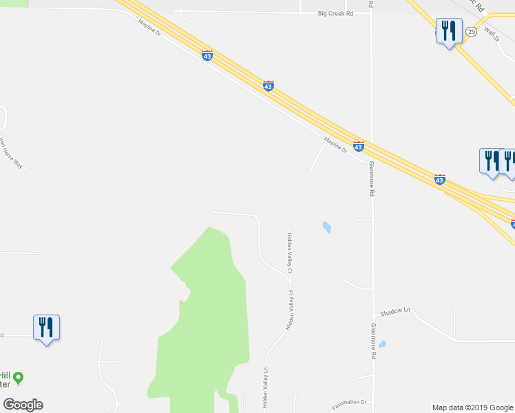 map of restaurants, bars, coffee shops, grocery stores, and more near 3591 Hidden Valley Lane in Green Bay