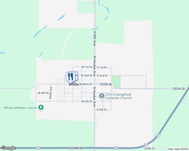 map of restaurants, bars, coffee shops, grocery stores, and more near 100 East 2nd Street in White