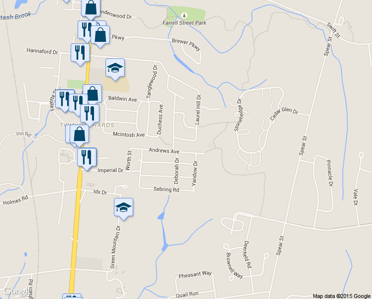 map of restaurants, bars, coffee shops, grocery stores, and more near 26 Andrews Ave in South Burlington