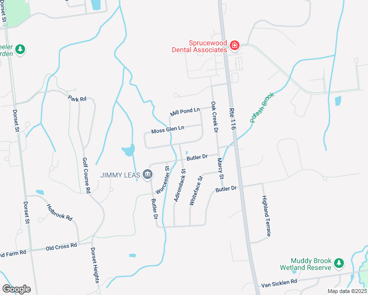 map of restaurants, bars, coffee shops, grocery stores, and more near 22 Moss Glen Lane in South Burlington