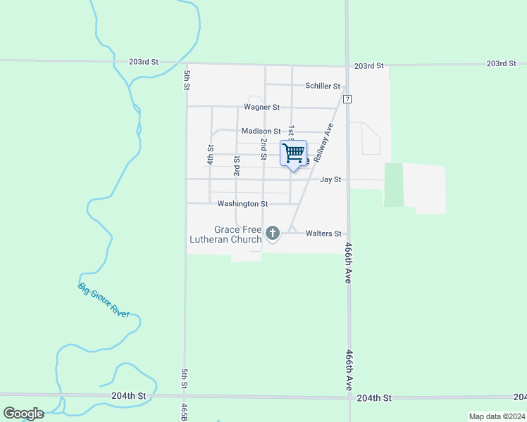 map of restaurants, bars, coffee shops, grocery stores, and more near 710 Washington Street in Bruce