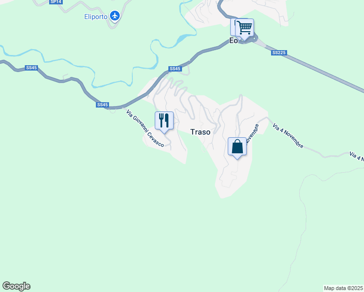 map of restaurants, bars, coffee shops, grocery stores, and more near 16 Via Trieste in Traso