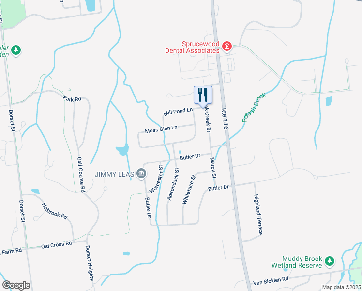 map of restaurants, bars, coffee shops, grocery stores, and more near 22 Moss Glen Ln in South Burlington