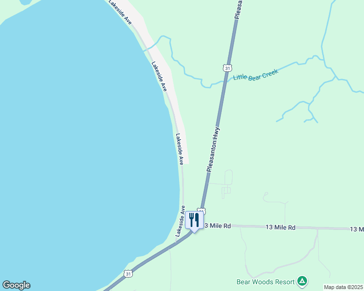 map of restaurants, bars, coffee shops, grocery stores, and more near 13379 Lakeside Avenue in Bear Lake