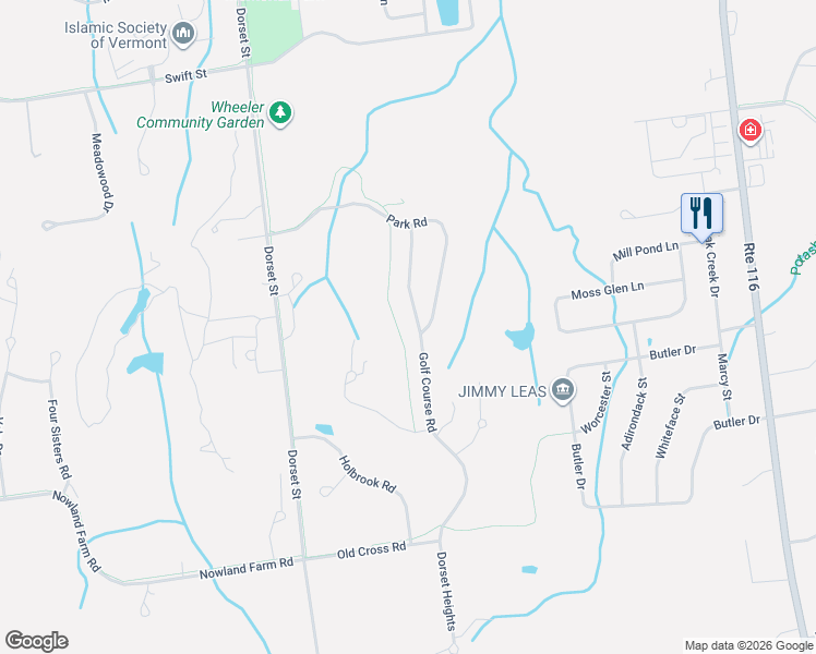 map of restaurants, bars, coffee shops, grocery stores, and more near 451 Golf Course Road in South Burlington