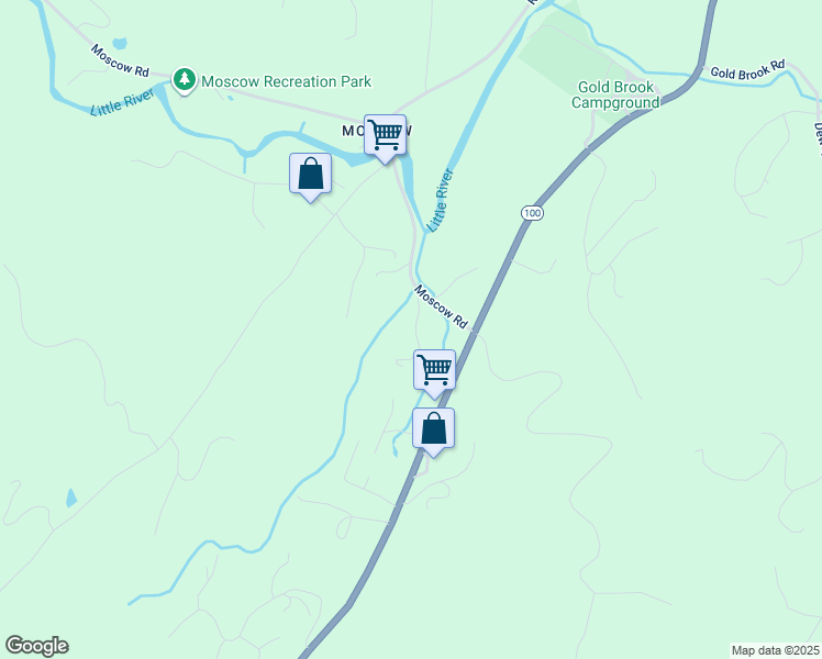 map of restaurants, bars, coffee shops, grocery stores, and more near 125 Moscow Road in Stowe