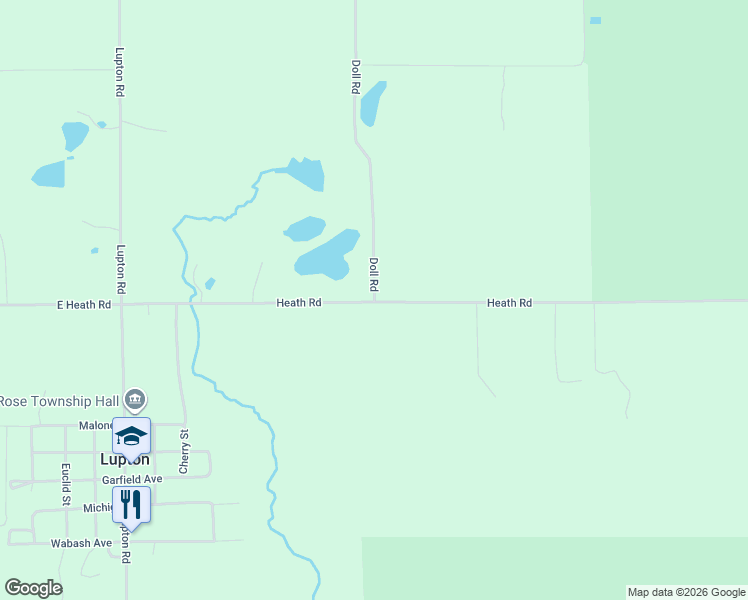 map of restaurants, bars, coffee shops, grocery stores, and more near 3560 Doll Road in Lupton