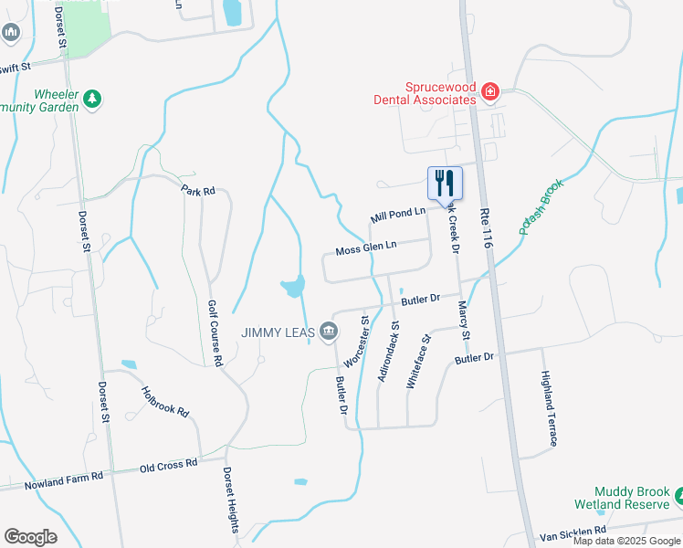 map of restaurants, bars, coffee shops, grocery stores, and more near 35 Moss Glen Ln in South Burlington