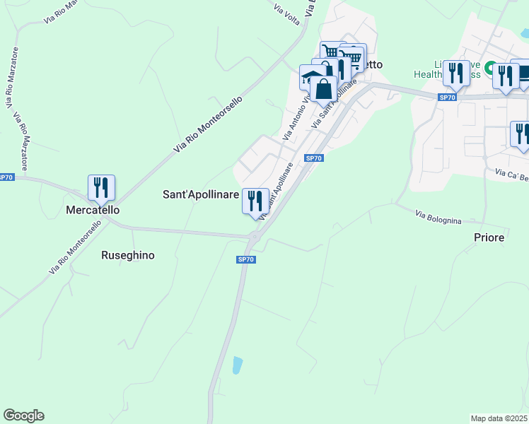 map of restaurants, bars, coffee shops, grocery stores, and more near 1958 Via Sant'Apollinare in Castelletto