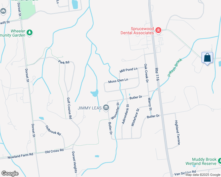 map of restaurants, bars, coffee shops, grocery stores, and more near 35 Moss Glen Lane in South Burlington