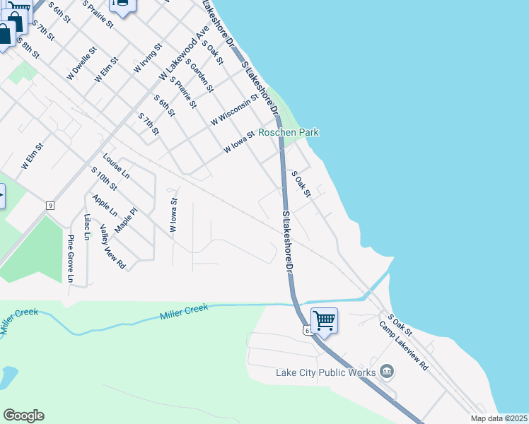map of restaurants, bars, coffee shops, grocery stores, and more near 1329 S Prairie St in Lake City