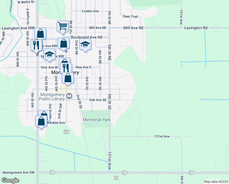 map of restaurants, bars, coffee shops, grocery stores, and more near 307 5th Street Southeast in Montgomery