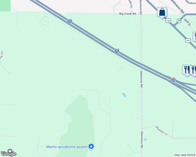 map of restaurants, bars, coffee shops, grocery stores, and more near 3591 Hidden Valley Lane in Green Bay