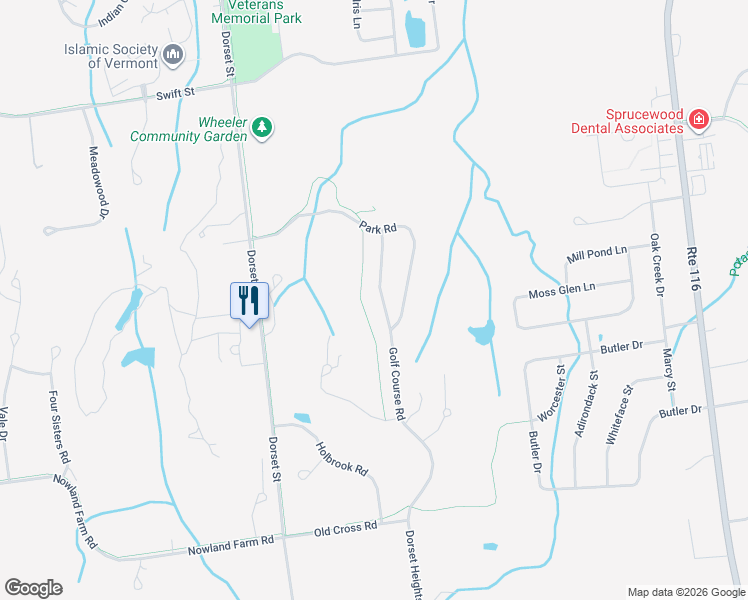 map of restaurants, bars, coffee shops, grocery stores, and more near 497 Golf Course Road in South Burlington