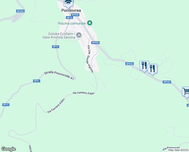 map of restaurants, bars, coffee shops, grocery stores, and more near 29 Via Bigatti in Pontinvrea