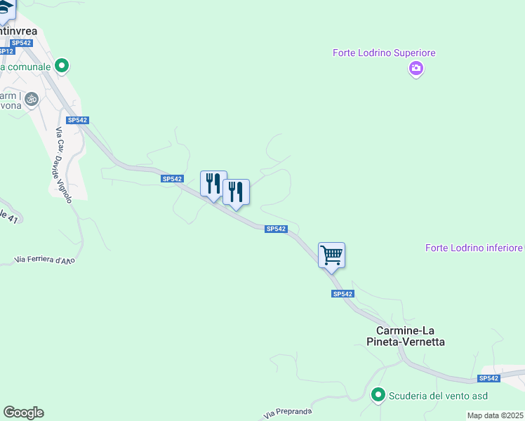 map of restaurants, bars, coffee shops, grocery stores, and more near 25 Via Giovo in Pontinvrea